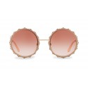 Dolce & Gabbana - Round Metal Sunglasses with Crystals - Rose Gold - Dolce & Gabbana Eyewear