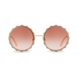 Dolce & Gabbana - Round Metal Sunglasses with Crystals - Rose Gold - Dolce & Gabbana Eyewear