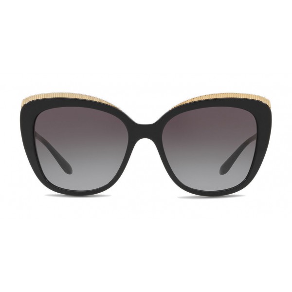 Dolce & Gabbana - Occhiale da Sole Cat-Eye con Decorazione Gros Grain - Nero e Oro - Dolce & Gabbana Eyewear