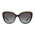 Dolce & Gabbana - Occhiale da Sole Cat-Eye con Decorazione Gros Grain - Nero e Oro - Dolce & Gabbana Eyewear