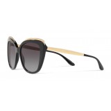 Dolce & Gabbana - Occhiale da Sole Cat-Eye con Decorazione Gros Grain - Nero e Oro - Dolce & Gabbana Eyewear