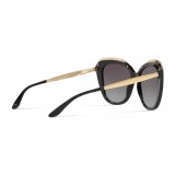 Dolce & Gabbana - Occhiale da Sole Cat-Eye con Decorazione Gros Grain - Nero e Oro - Dolce & Gabbana Eyewear