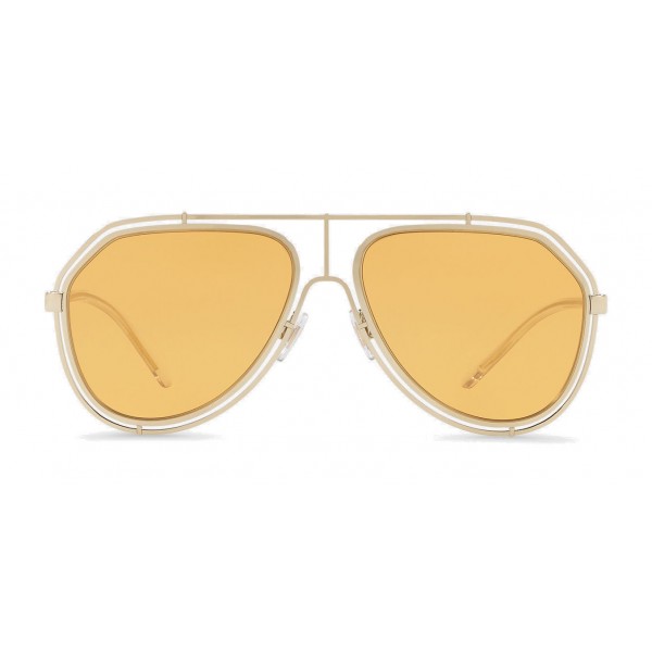 Dolce & Gabbana - Pilot Sunglasses with Metallic Profile - Light Shiny Gold - Dolce & Gabbana Eyewear