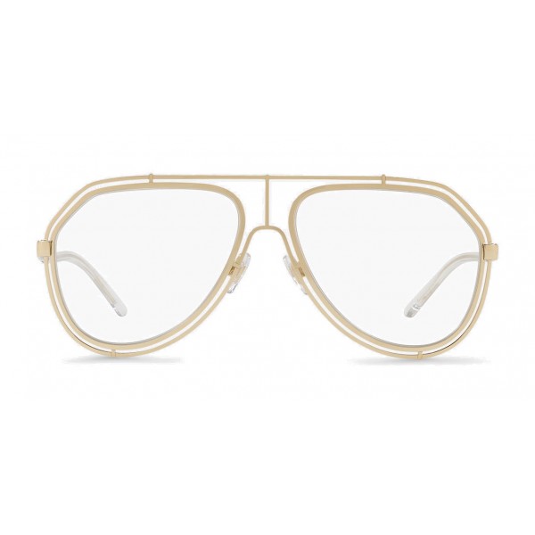 Dolce & Gabbana - Occhiale da Sole Pilot con Profilo Metallico - Oro Chiaro Lucido Trasparente - Dolce & Gabbana Eyewear
