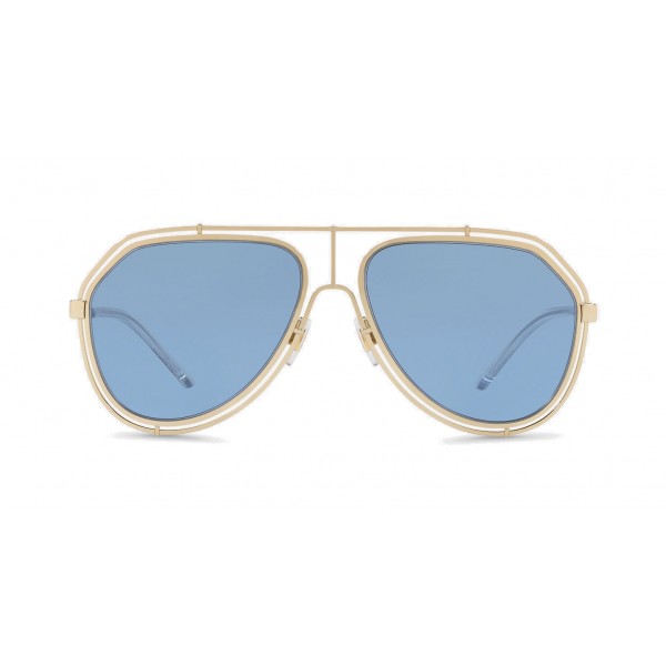 Dolce & Gabbana - Pilot Sunglasses with Metallic Profile - Shiny Light Gold Blue - Dolce & Gabbana Eyewear