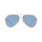 Dolce & Gabbana - Pilot Sunglasses with Metallic Profile - Shiny Light Gold Blue - Dolce & Gabbana Eyewear