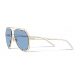 Dolce & Gabbana - Pilot Sunglasses with Metallic Profile - Shiny Light Gold Blue - Dolce & Gabbana Eyewear