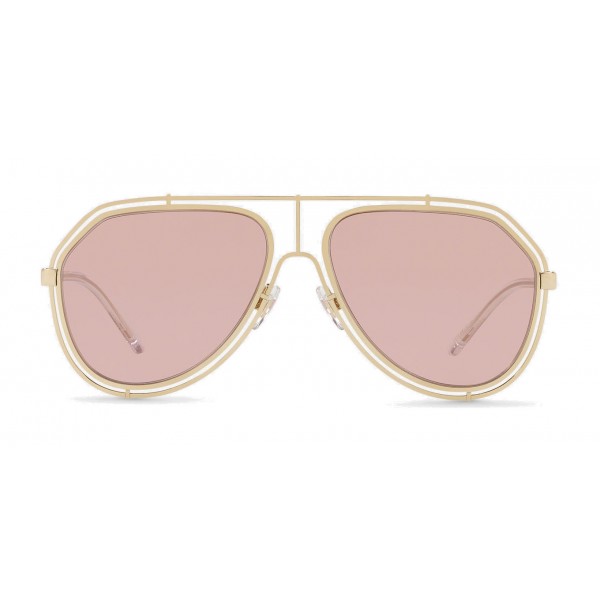 Dolce & Gabbana - Pilot Sunglasses with Metallic Profile - Shiny Light Gold Rose - Dolce & Gabbana Eyewear