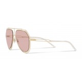 Dolce & Gabbana - Occhiale da Sole Pilot con Profilo Metallico - Oro Chiaro Lucido Rosa - Dolce & Gabbana Eyewear