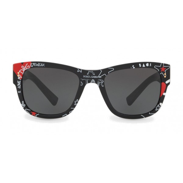 Dolce & Gabbana - Occhiale da Sole Squadrato in Acetato Stampa Graffiti - Nero - Dolce & Gabbana Eyewear