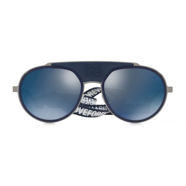 Dolce & Gabbana - Sunglasses in Metal with Fabric Band - Blue - Dolce & Gabbana Eyewear
