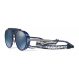 Dolce & Gabbana - Occhiale da Sole in Metallo con Banda in Tessuto - Blu - Dolce & Gabbana Eyewear