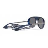 Dolce & Gabbana - Occhiale da Sole in Metallo con Banda in Tessuto - Blu - Dolce & Gabbana Eyewear