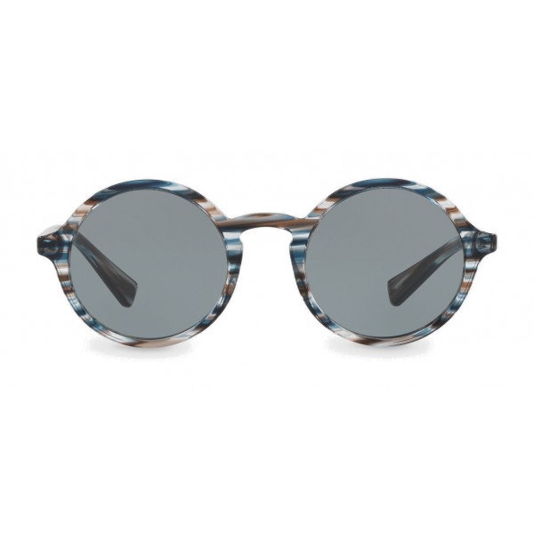 Dolce & Gabbana - Acetate Round Sunglasses with Key Bridge - Blue and Gray Striped - Dolce & Gabbana Eyewear