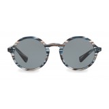 Dolce & Gabbana - Acetate Round Sunglasses with Key Bridge - Blue and Gray Striped - Dolce & Gabbana Eyewear