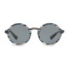 Dolce & Gabbana - Occhiale da Sole Rotondo in Acetato con Ponte a Chiave - Blu e Grigio Rigato - Dolce & Gabbana Eyewear
