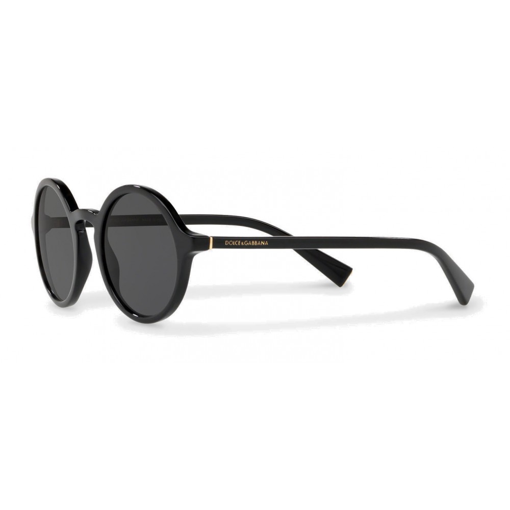 Dolce & Gabbana - Round Acetate Sunglasses with Key Bridge - Black ...