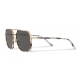 Dolce & Gabbana - Occhiale da Sole Rettangolare con Ponte in Metallo - Oro Havana - Dolce & Gabbana Eyewear