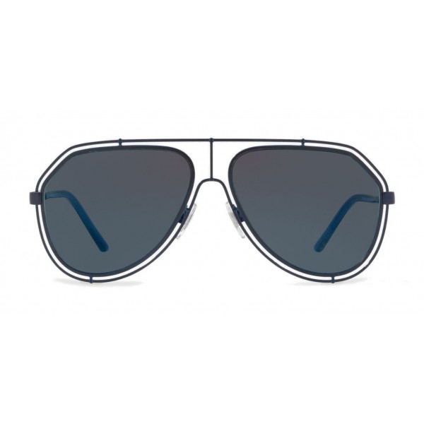 Dolce & Gabbana - Pilot Sunglasses with Metallic Profile - Shiny Blue - Dolce & Gabbana Eyewear