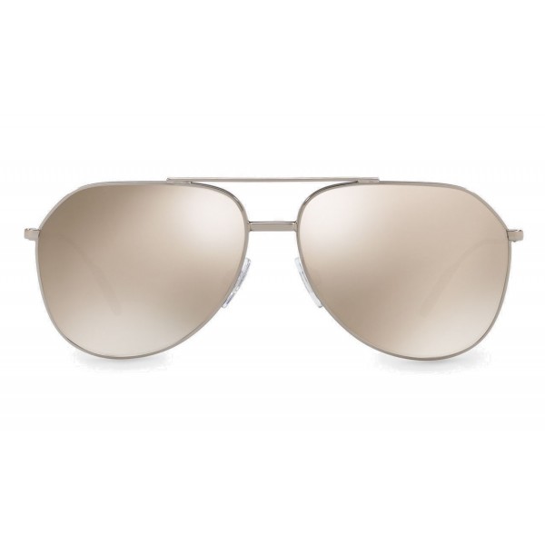 Dolce & Gabbana - Pilot Sunglasses in Gold Plated Metal - Plated Silver - Dolce & Gabbana Eyewear