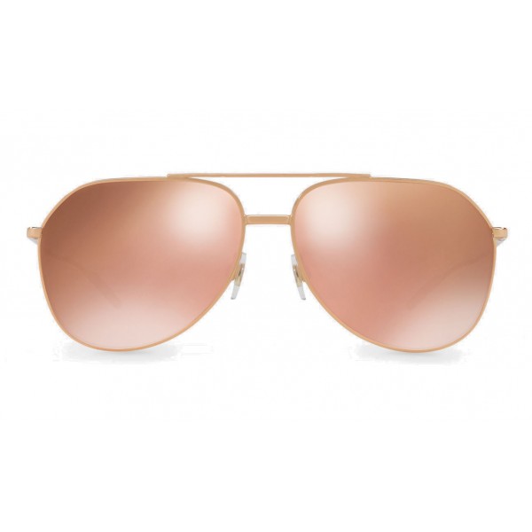 Dolce & Gabbana - Occhiale da Sole Pilot in Metallo Placcato Oro - Oro Rosa Placcato - Dolce & Gabbana Eyewear