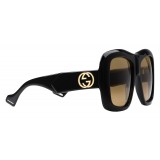 Gucci - Square Oversize Sunglasses - Glossy Black - Gucci Eyewear