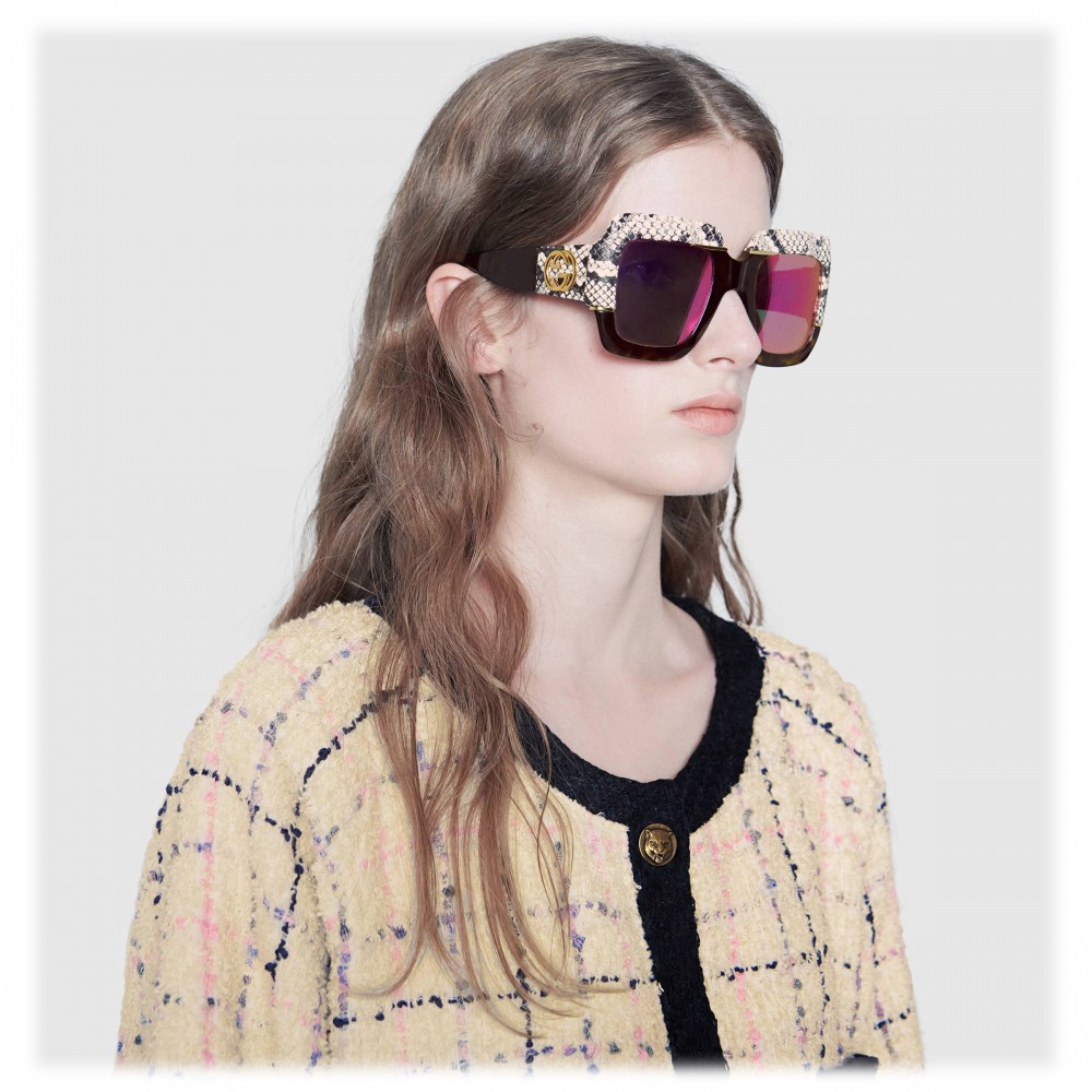 Gucci - Square Oversize Sunglasses - Snake - Gucci Eyewear - Avvenice
