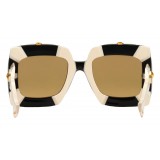 Gucci - Square Oversize Sunglasses with Swarovski Crystals - White - Gucci Eyewear