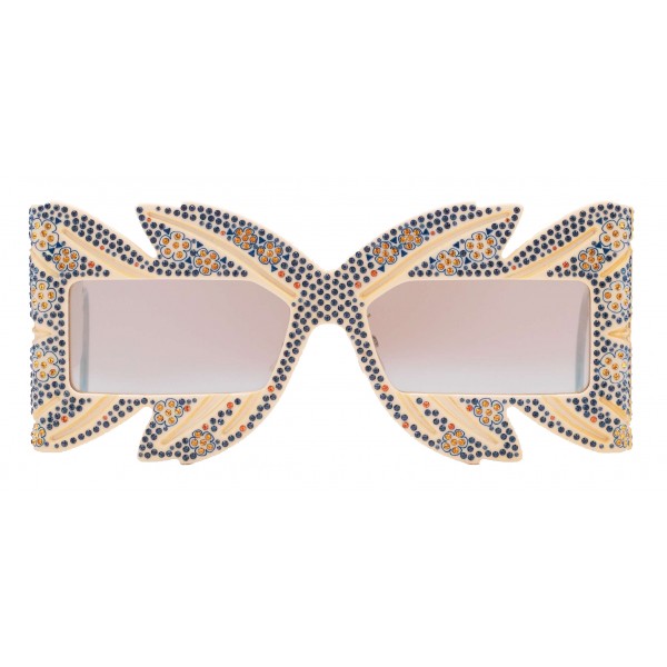 Gucci - Occhiale da Sole a Mascherina con Cristalli Swarovski in Edizione Limitata - Dettagli Rétro - Gucci Eyewear