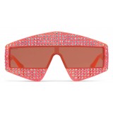Gucci - Rectangular Acetate Sunglasses with Crystals - Red - Gucci Eyewear