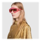 Gucci - Rectangular Acetate Sunglasses with Crystals - Red - Gucci Eyewear