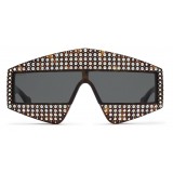 Gucci - Rectangular Acetate Sunglasses with Crystals - Black - Gucci Eyewear