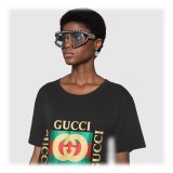 Gucci - Occhiale da Sole Rettangolari in Acetato con Perle - Nero - Gucci Eyewear