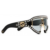 Gucci - Rectangular Acetate Sunglasses with Pearls - Black - Gucci Eyewear