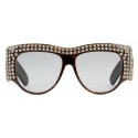 Gucci - Occhiale da Sole Oversize in Acetato con Cristalli - Tartaruga - Gucci Eyewear