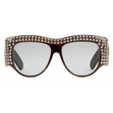 Gucci - Acetate Oversized Sunglasses with Crystals - Turtle - Gucci Eyewear