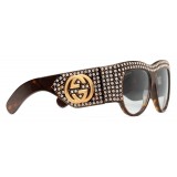 Gucci - Acetate Oversized Sunglasses with Crystals - Turtle - Gucci Eyewear