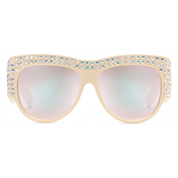 gucci oversized acetate sunglasses with crystals
