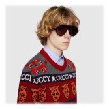 Gucci - Occhiali da Sole Navigator con Doppia G - Nero - Gucci Eyewear