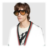 Gucci - Occhiali da Sole Navigator con Doppia G - Nero Giallo - Gucci Eyewear