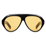 Gucci - Occhiali da Sole Navigator con Doppia G - Nero Giallo - Gucci Eyewear