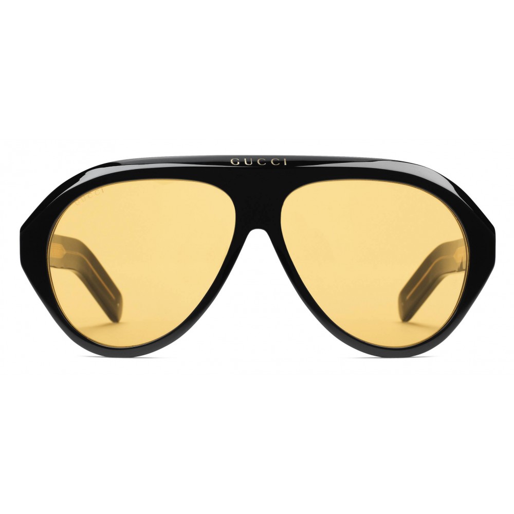 Gucci - Navigator Sunglasses with Double G - Black Yellow - Gucci Eyewear -  Avvenice