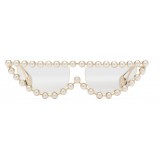 Gucci - Cat Eye Metal Sunglasses with Pearls - Gold Pearls - Gucci Eyewear