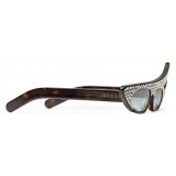 Gucci - Rectangular Angle Acetate Sunglasses with Crystals - Turtle - Gucci Eyewear