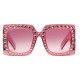 Gucci - Occhiale da Sole Quadrati Oversize in Acetato - Rosa con Cristalli - Gucci Eyewear
