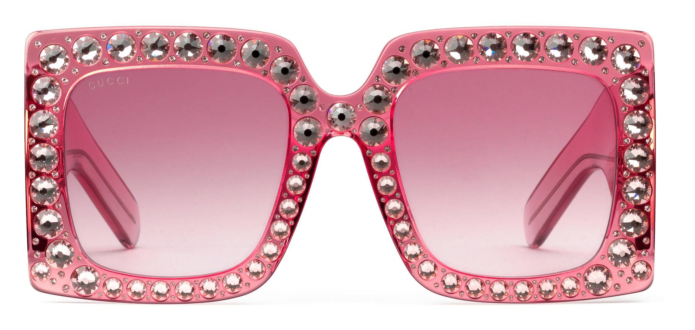 Gucci - Occhiale da Sole Quadrati Oversize in Acetato - Rosa con Cristalli  - Gucci Eyewear - Avvenice