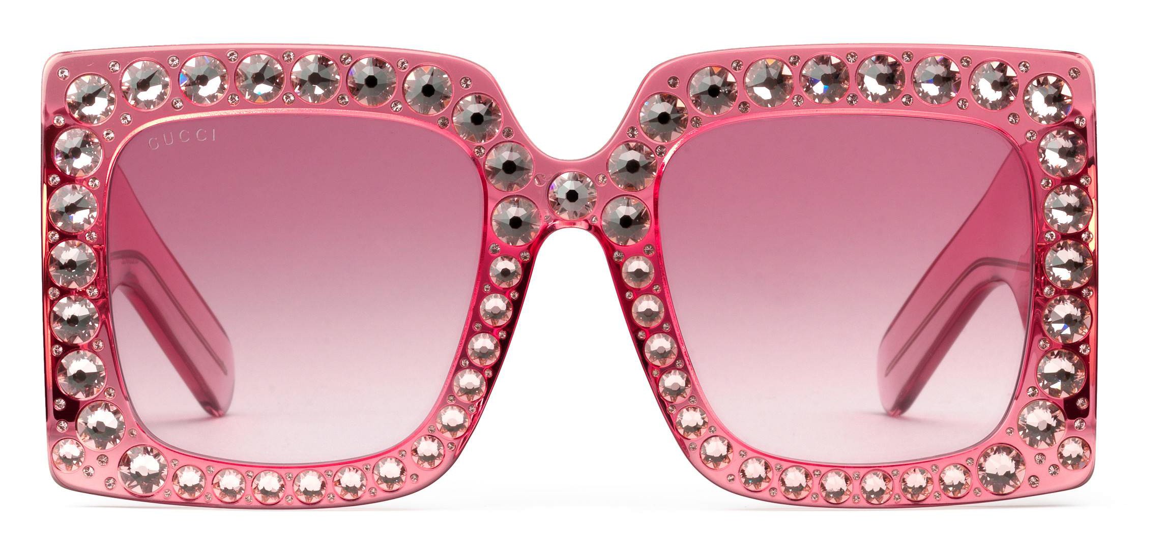 Gucci - Square Oversize Acetate Sunglasses - Pink with Crystals - Gucci  Eyewear - Avvenice