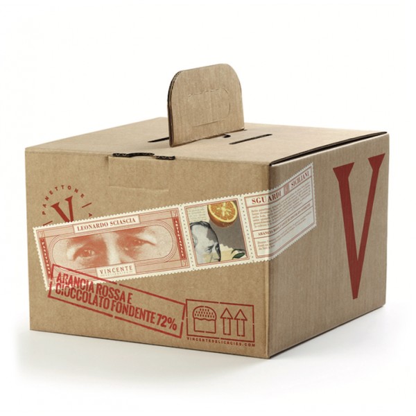 Vincente Delicacies - Leonardo Sciascia - Artisan Panettone with Dark Chocolate and Red Orange - Sicilian Looks - Box