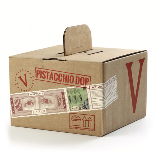 Vincente Delicacies - Sant'Agata - Artisan Panettone with White Chocolate and Pistachio - Sicilian Looks - Box