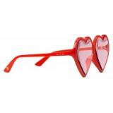 Gucci - Acetate Heart Sunglasses with Optimal Fit - Red Heart - Gucci Eyewear